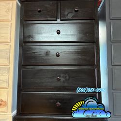 New Black Duplex Solid Pine Wood 6 Drawer Chest Dresser 