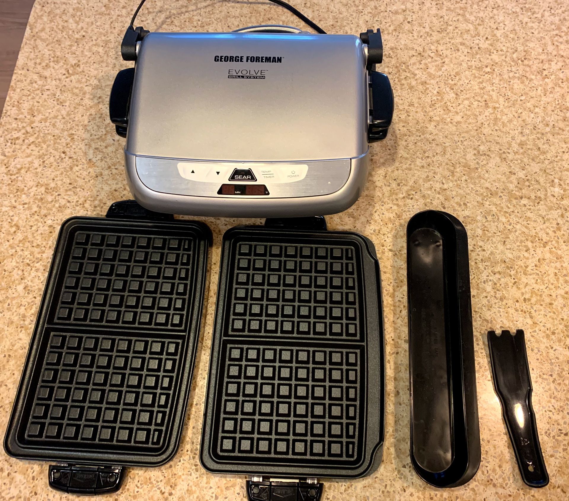 George Foreman Evolve Grill w/ Waffle Plates And Ceramic Grill Plates