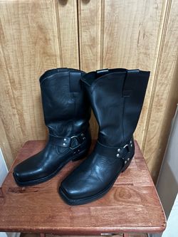 Men’s Black Leather Harness Motorcycle Boots Size 9D — Cody James / Brothers & Sons CJ9995BL New