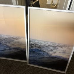  Set of 2 Ocean Wave Sunset Wall Art – Framed Prints