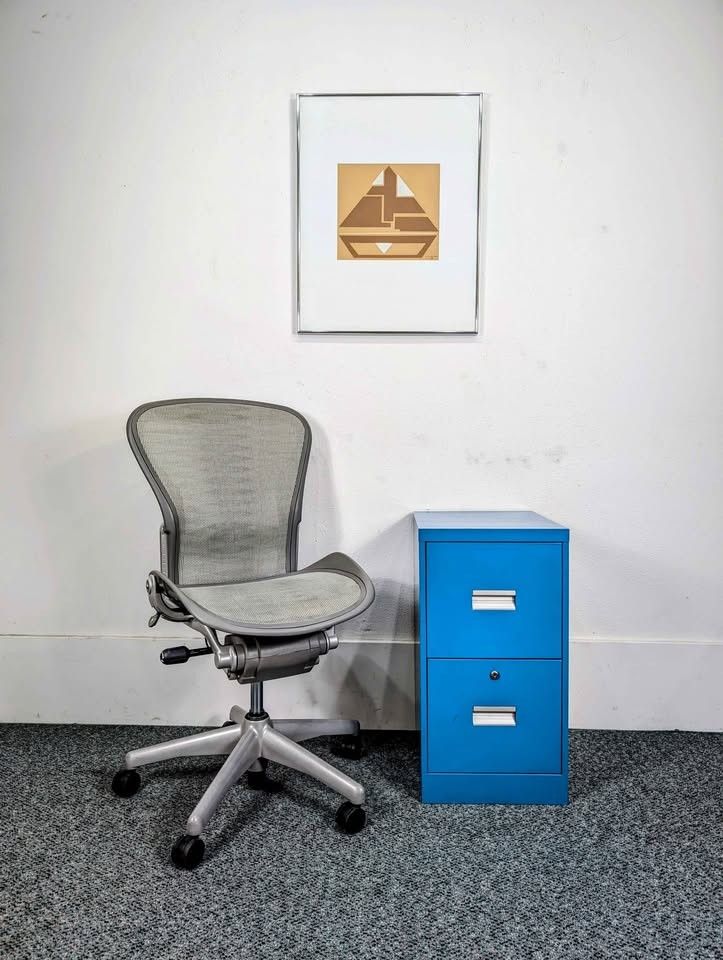 Vintage MCM George Nelson Style Teal Blue 2 Drawer Filing Cabinet