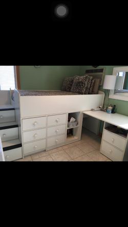 BERG Furniture Twin Loft Bed with Storage and Desk