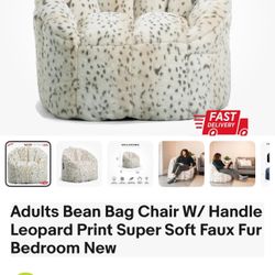 Big Joe Milano Bean Bag Chair, Leopard Print Plushie Fur, Soft Faux Fur, 2.5 feet
