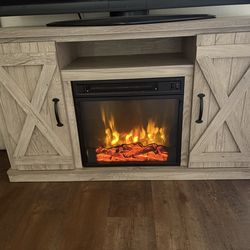 TV stand with fireplace and storage plus TV