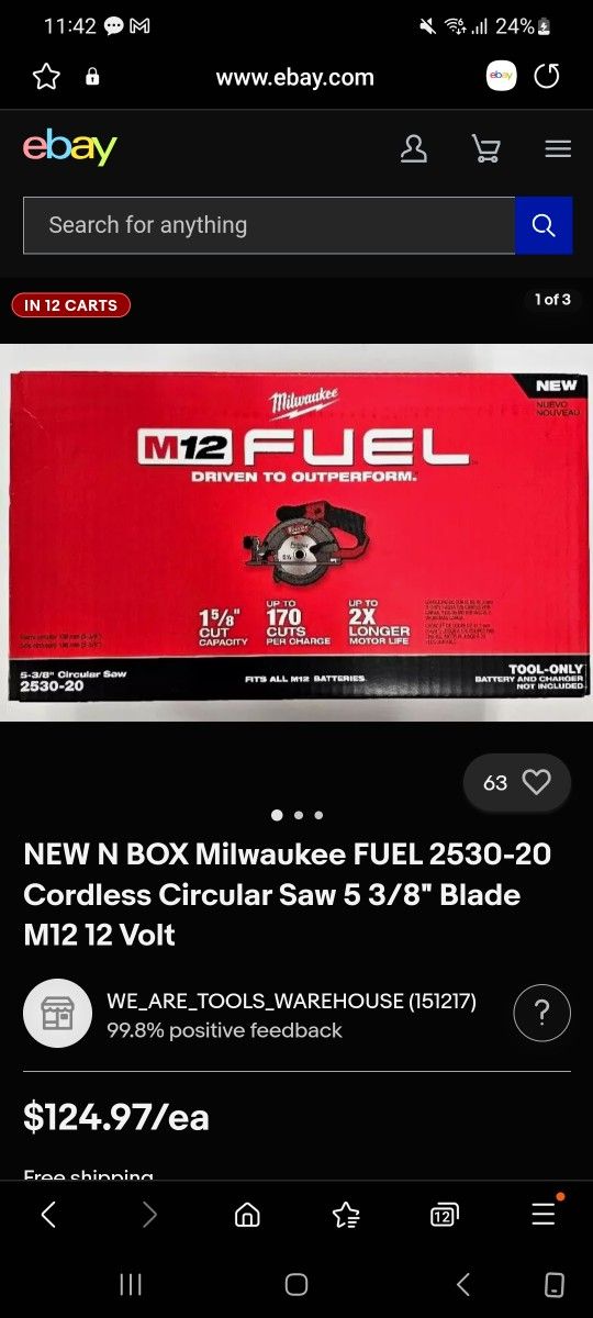 Brand New Milwaukee Fuel M12 Circular Saw 5 3/8"