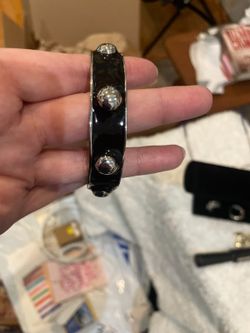 RJ Graziano Black Enamel Studded Bangle + Silver Tone Southwestern Bracelet