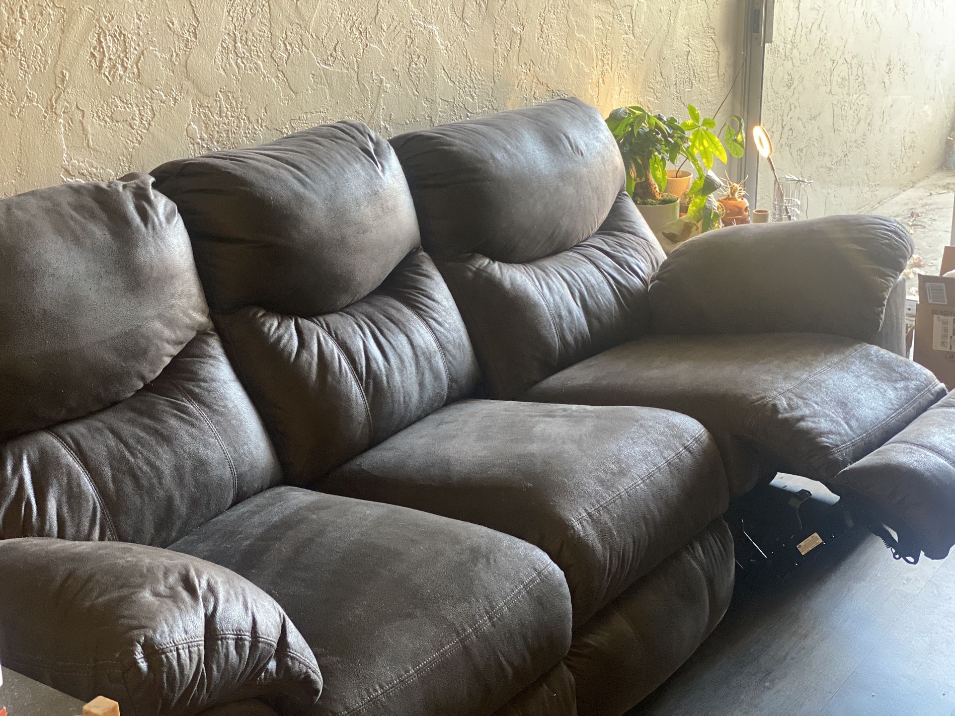 Brown Suede Reclining Couch