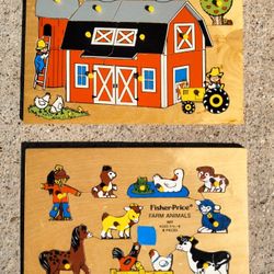 vintage Quacker Oats Fisher Price Wooden Puzzles