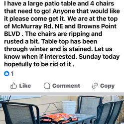 Free Patio Table With 4 Chairs Summer Time Set 