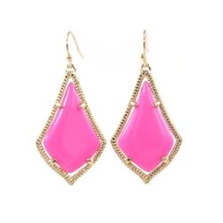 14k Gold plated Hot Pink Teardrop Dangle earrings