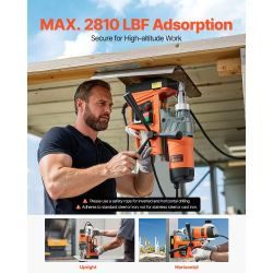 636&Magnetic Drill, 1450W Motor 1.6 in Boring Diameter, 2810 lbf Portable Electric Mag Drill Press, with 2 Coring Bits, Variable Speed, Drilling Machi