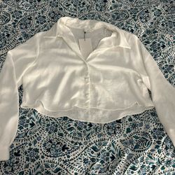 Zara Shirt Style Button Up Crop Top