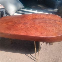 Red Wood Barrel Table 