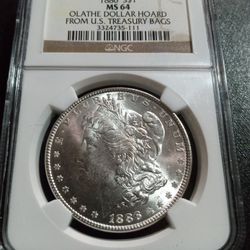 1886 Morgan Silver Dollar - MS 64 Olathe Dollar Hoard U.S. Treasury Bags 