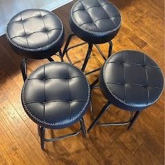 Leather Tufted Bar Stools 