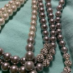 Pearl Necklace With Crystal Pave Beads