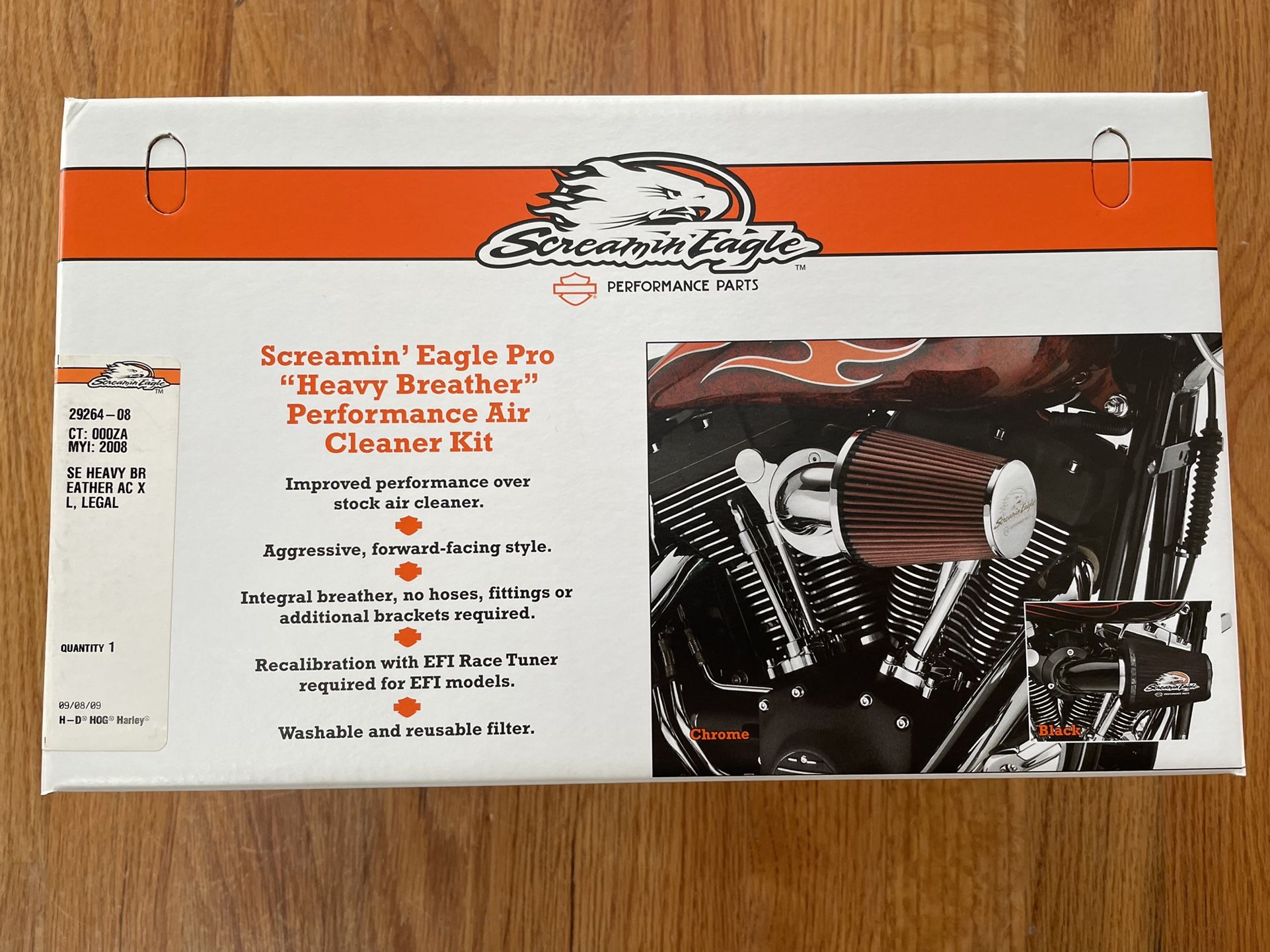 Genuine Screamin’ Eagle Street Legal “Heavy Breather” Performance Air Cleaner Kit (New in box)