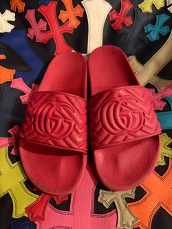 Red Logo Gucci Slides