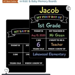 First Day of School Board, 12″x8.5″ Photo Prop Sign (Double Sided), Wet Erase, Flexible and Reusable, 1st Day of School Sign, Back to School Sign …