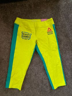 NWT Reebok CrossFit Women's Green 2015 CrossFit Games Performance Capri Pants Leggings Brand New Size Small