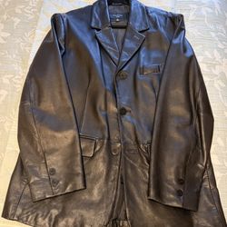 Enterprise Black Men’s Haggar Leather Blazer