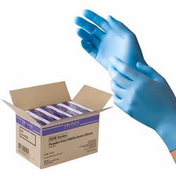 Blue latex disposable gloves