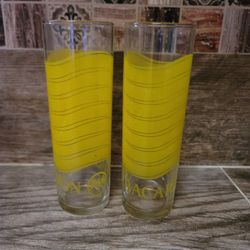 Bacardi Logo Glass Set Clear Yello Logo and Design