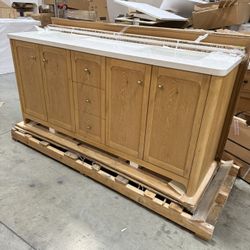 72” Bathroom Vanity In Wood Color 