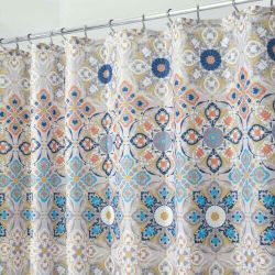 72" x 72" Decorative Medallion Print Fabric Shower Curtain w/ Reinforced Buttonholes