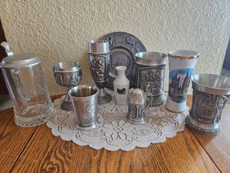 German Pewter Steins and Collectibles Set
