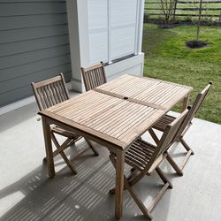 Teak outdoor dining set for 4