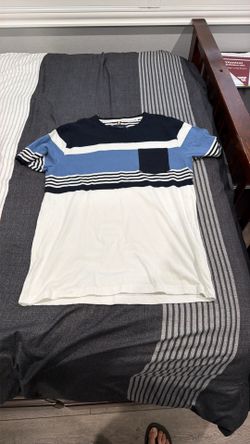 Denim & Flower Men’s Medium Striped Pocket T-Shirt Blue White Navy