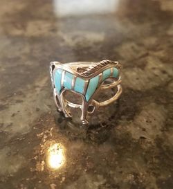 Genuine Turquoise horse ring