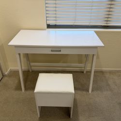 White Wooden Writing Desk Or Vanity