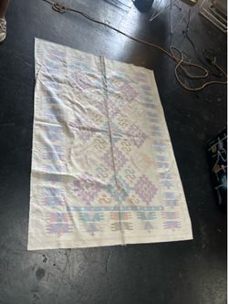 Handwoven Kilim Flatweave Area Rug – Southwestern Tribal Design – Neutral & Pastel Colors