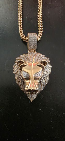 Gold Chain and Diamond Charm. 10k gold.