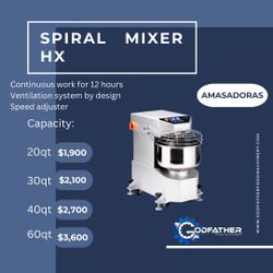 Godfather Spiral Mixer HX 20QT  New /  Batidora commercial de masa