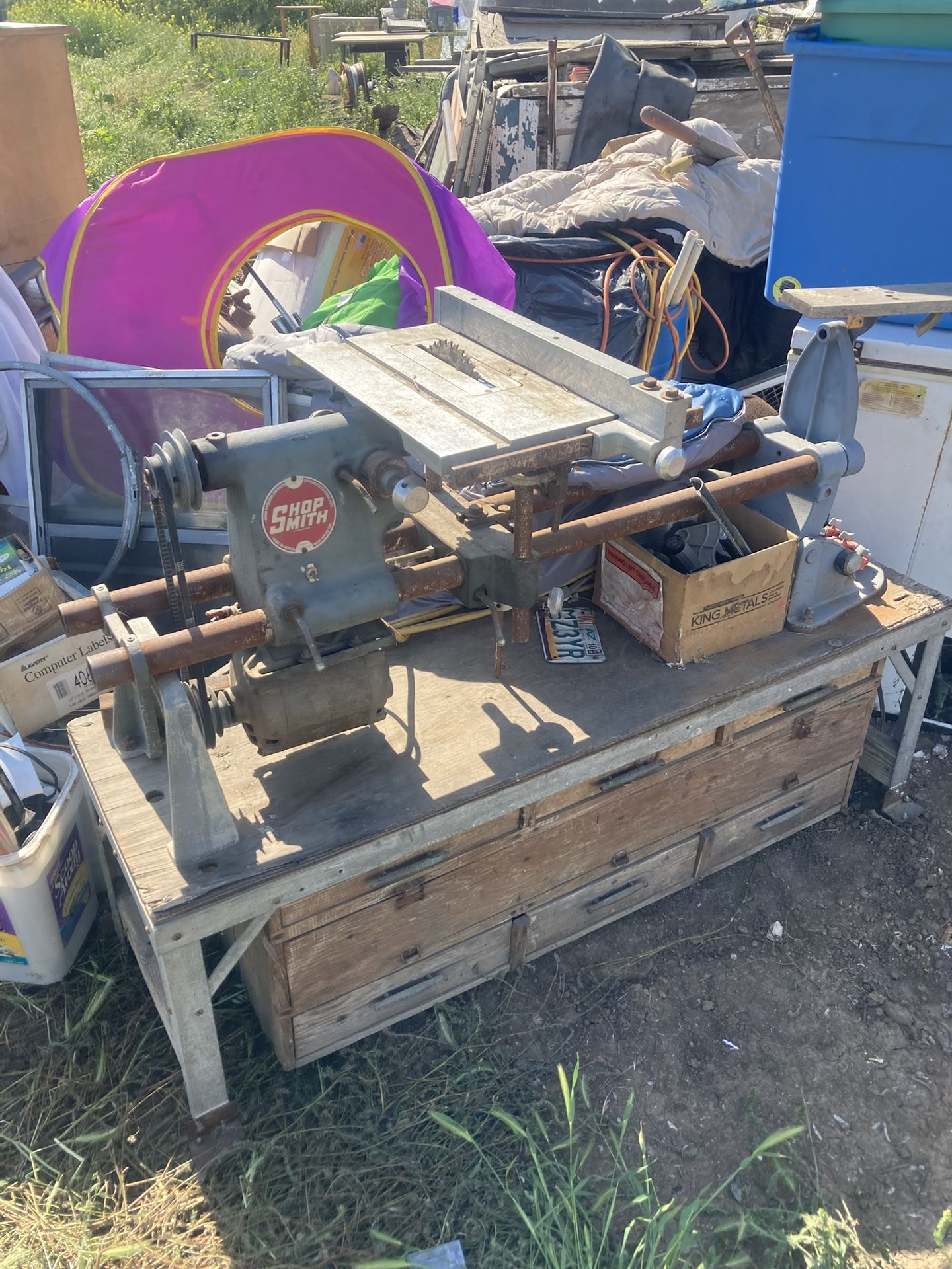 Large Power Tool With Rolling Cabinet Wood Planer Or Something
