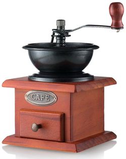 Gourmia  Manual Coffee Grinder Artisanal Hand Crank Coffee Mill With Grind Settings & Catch Drawer