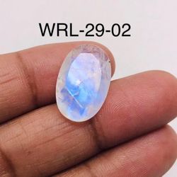 White Rainbow Moonstone Facetted Cut Stone Oval Shape Gemstone-WRL-29-02