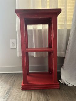 Farmhouse Distressed Red Wood End Table / Nightstand (30" H)