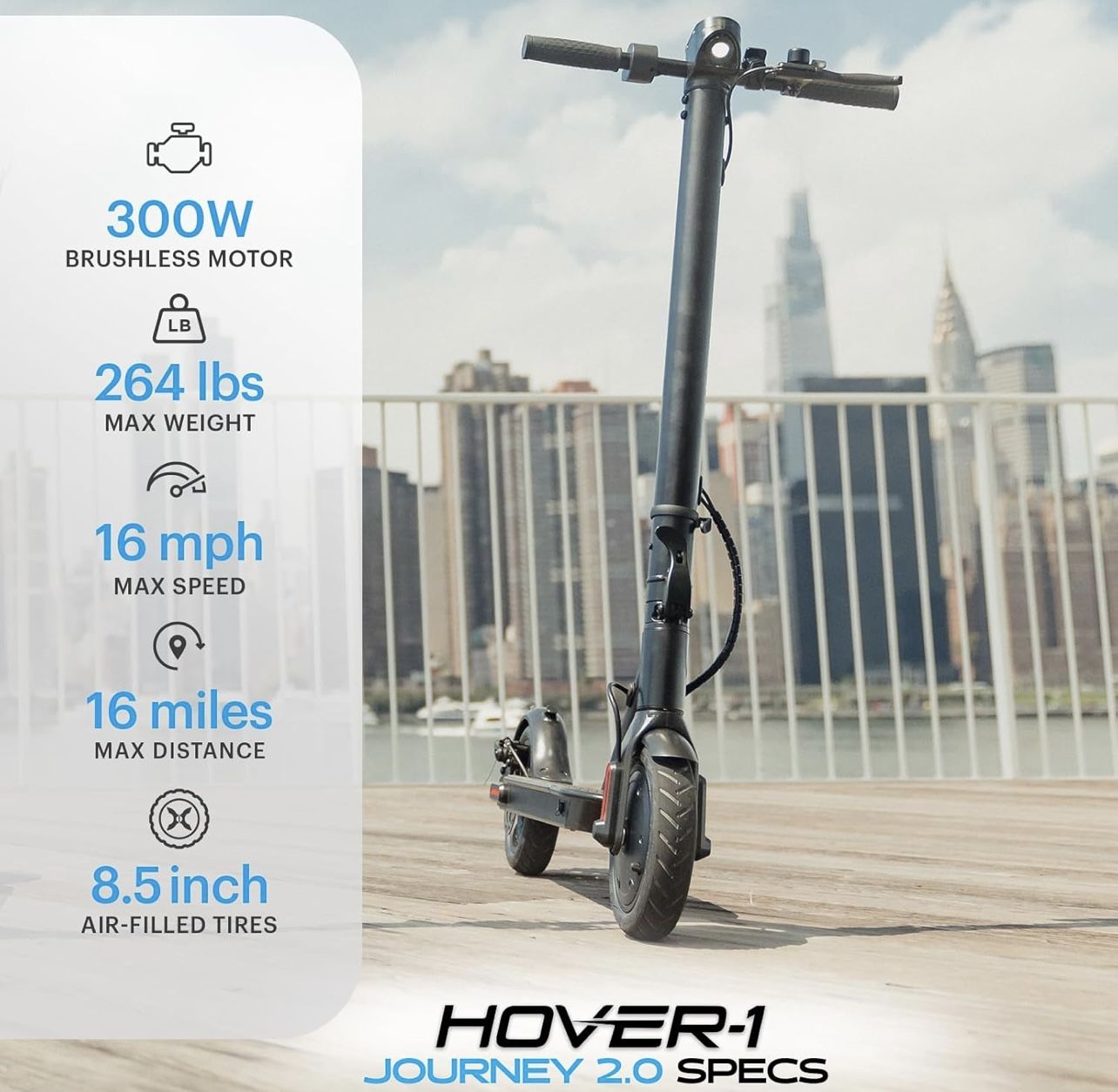 Brushless Motor, 16 mph Max Speed, 8.5" Air-Filled Tires and 16 Mile Range Commuter Scooter for Adults and Teens