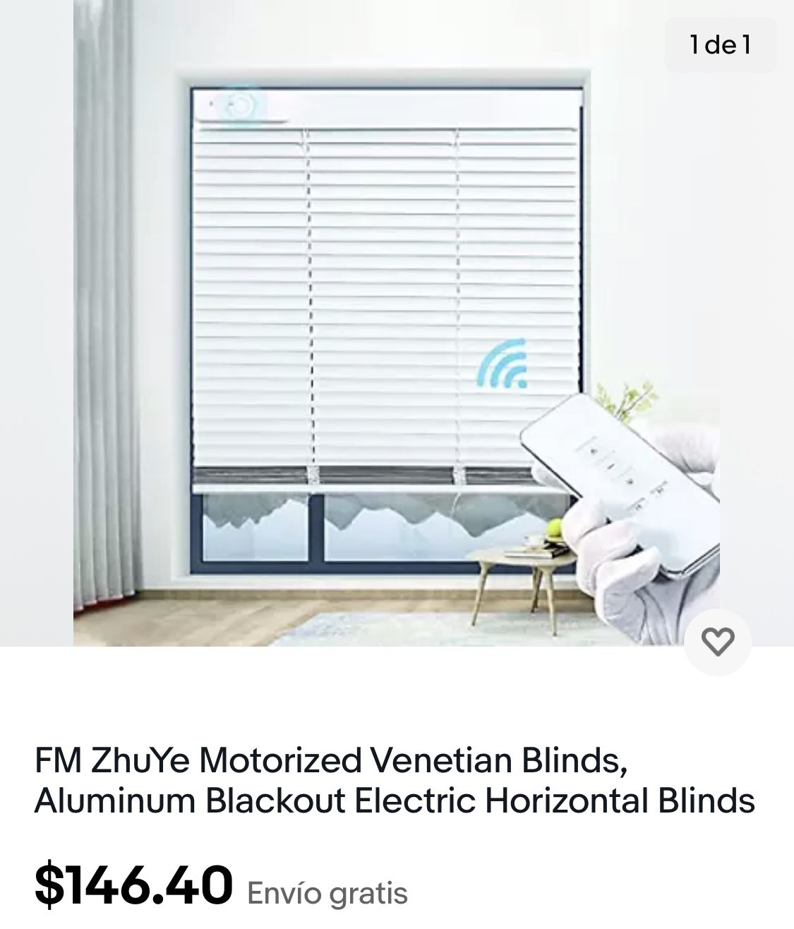 FM ZhuYe Motorized Venetian Blinds, Aluminum Blackout Electric Horizontal Blinds with Remote Custom Size, Wireless Light Filtering Smart Window Shades