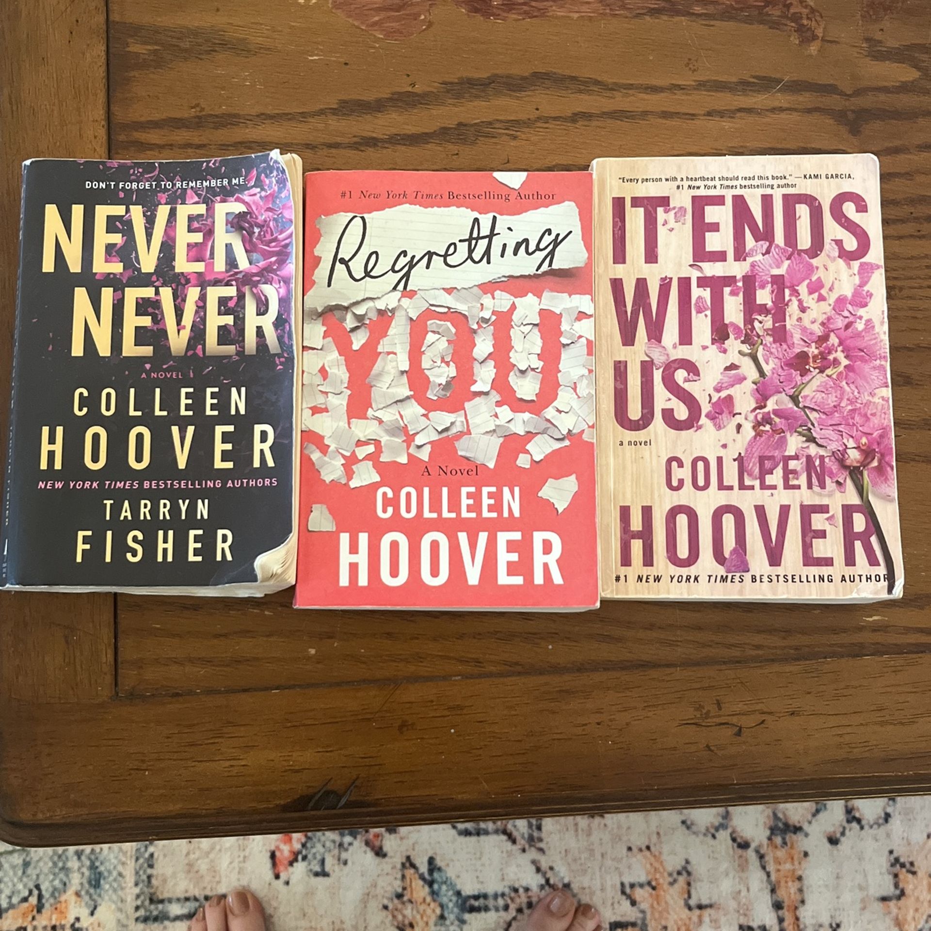 Pack of 3 Colleen hoover books; Never Never, Regretting you, & It ends with us
