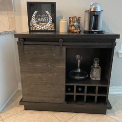 Custom built Wine Rack Cabinet Sideboard Buffet Coffee Hutch Hand Built Hutch Farmhouse farm house Carpenter Floating shelf faux Beam 