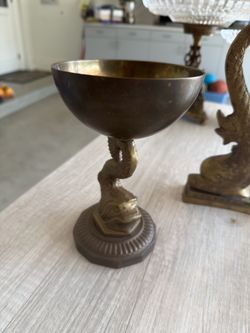 Vintage Bronze Swan Bowl / Compote Centerpiece | Hollywood Regency Style