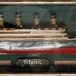 Titanic painted Model in wood box