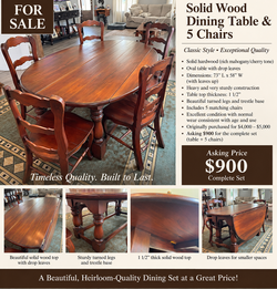 SOLID DINNING ROOM TABLE & 5 CHAIRS