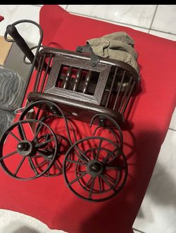 Antique Victorian Baby Doll Stroller Vintage Wicker Wood Iron Baby Doll Carriage