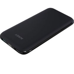 AUKEY 10000mAh Portable Charger, Slimline Design Power Bank Dual-Port 2.4A Output Battery Pack for iPhone X/8/Plus, Samsung Galaxy Note8 and More
